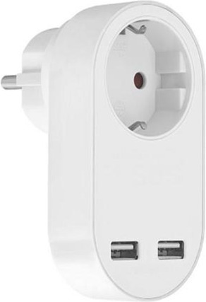 Μονή Εξωτερική Πρίζα Ρεύματος με 2 Θύρες USB