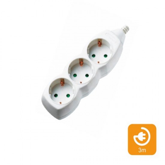 Πολύμπριζο Σούκο 3x1.50mm 3 Θέσεων Χωρίς Διακόπτη με 3m καλώδιο