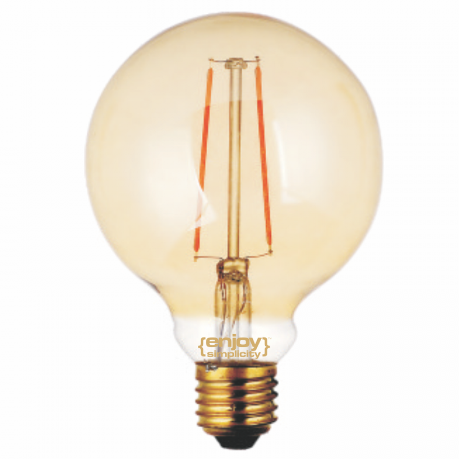 EL822110 | LED FILLAMENT DIM AMBER GLASS G95-2|2.5W Ε27|2200K|200LM|
