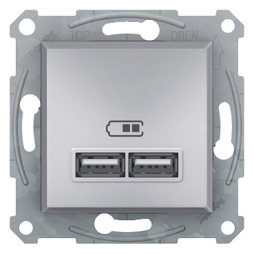 Asfora πρίζα φόρτισης 2xUSB 2,1A Αλουμίνιο
