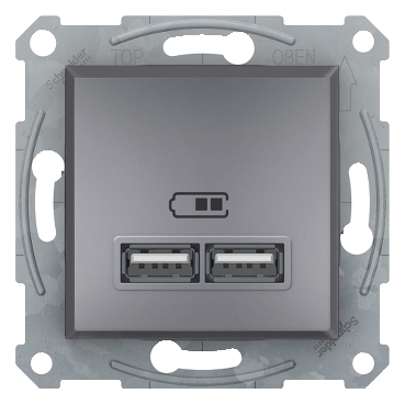 Asfora πρίζα φόρτισης 2xUSB 2,1A Ατσάλι