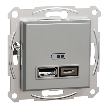 Asfora πρίζα φόρτισης 2xUSB A+C Αλουμίνιο