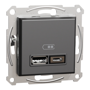 Asfora πρίζα φόρτισης 2xUSB A+C Ανθρακί