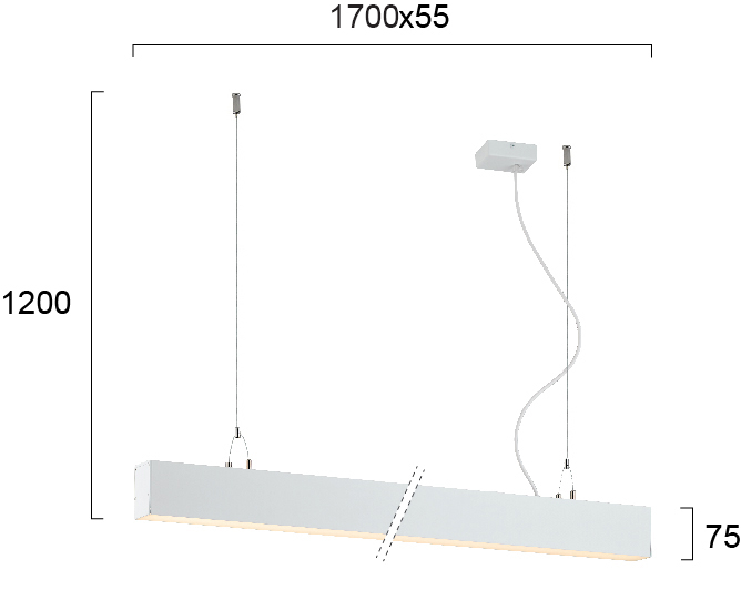 Γραμμικό Κρεμαστό Direct+Indirect L1700 4000K Λευκό Station Ultra