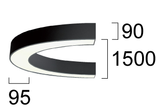 Οροφής Μαύρο D1500 3000K  Dim. Semi