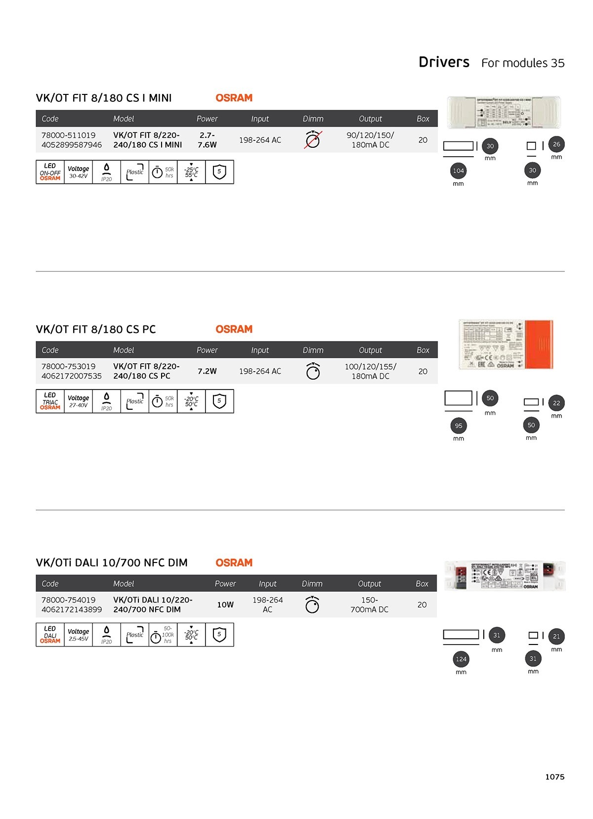 VK/OT DALI 10/220-240/700 NFC DIM
