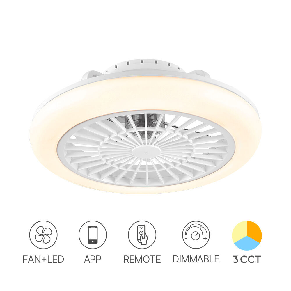Ανεμιστήρας οροφής 20w + 40w 3CCT 4400lm με control & App Λευκός